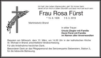 Traueranzeige von Rosa Fürst von Frankenpost