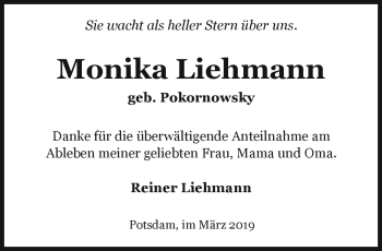 Traueranzeige von Monika Liehmann von Südthüringer Presse