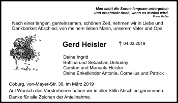 Traueranzeige von Gerd Heisler von Neue Presse Coburg
