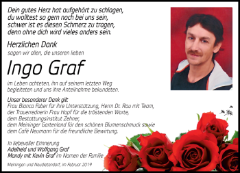 Traueranzeige von Ingo Graf von Südthüringer Presse
