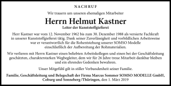 Traueranzeige von Helmut Kastner von Neue Presse Coburg