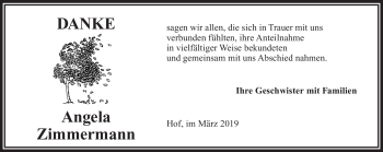 Traueranzeige von Angel Zimmermann von Frankenpost
