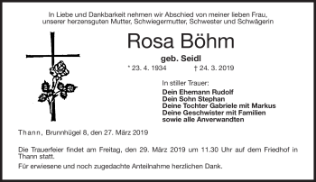 Traueranzeige von Rosa Böhm von Neue Presse Coburg