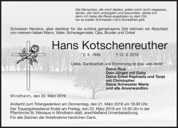 Traueranzeige von Hans Kotschenreuther von Neue Presse Coburg