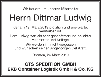 Traueranzeige von Dittmar Ludwig von Frankenpost