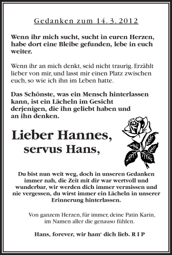 Traueranzeige von Hannes  von Frankenpost