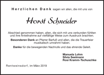 Traueranzeige von Horst Schneider von Neue Presse Coburg
