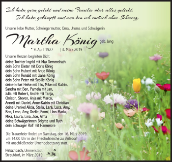 Traueranzeige von Martha König von Südthüringer Presse