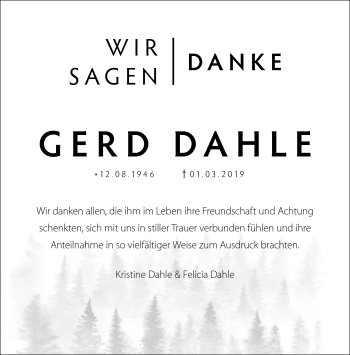 Traueranzeige von Gerd Dahle von Neue Presse Coburg