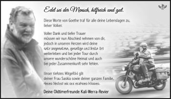 Traueranzeige von Volker Kehl von Südthüringer Presse