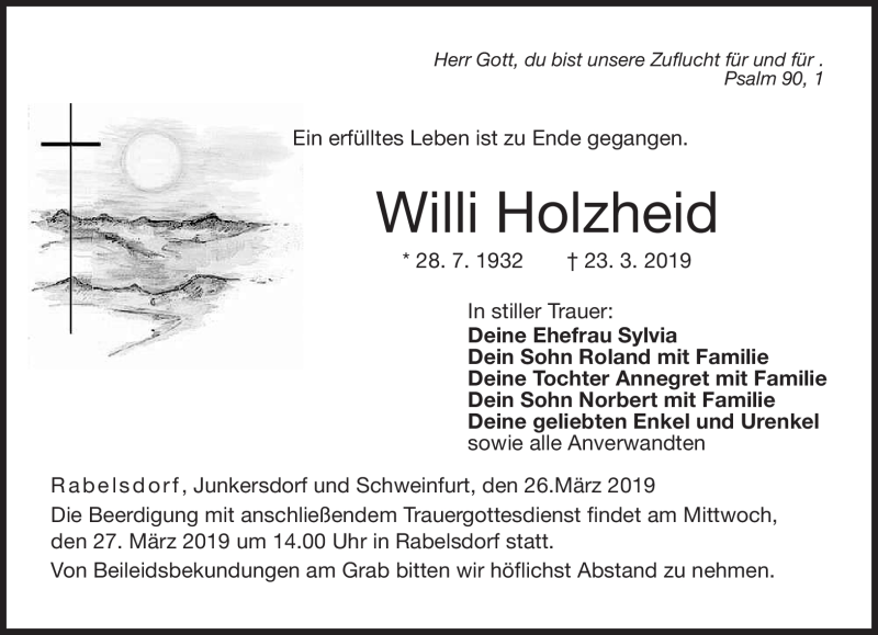 Traueranzeige für Willi Holzheid vom 26.03.2019 aus Neue Presse Coburg