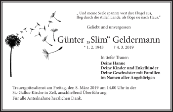 Traueranzeige von Günter Geldermann von Frankenpost