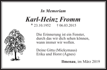 Traueranzeige von Karl-Heinz Fromm von Südthüringer Presse