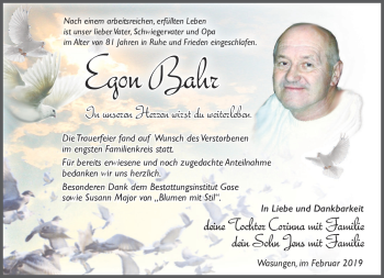 Traueranzeige von Egon Bahr von Südthüringer Presse