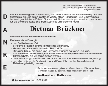 Traueranzeige von Dietmar Brückner von Neue Presse Coburg