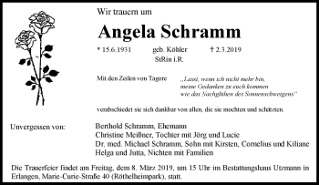 Traueranzeige von Angela Schramm von Frankenpost