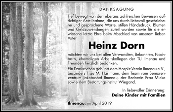 Traueranzeige von Heinz Dorn von Südthüringer Presse