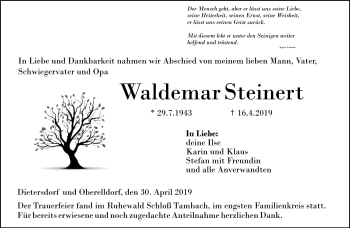 Traueranzeige von Steinert Waldemar von Neue Presse Coburg