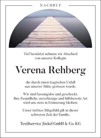 Traueranzeige von Verena Rehberg von Südthüringer Presse