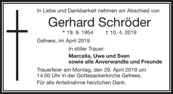 Traueranzeige von Gerhard Schröder von Frankenpost