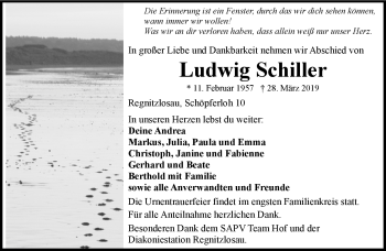 Traueranzeige von Ludwig Schiller von Frankenpost