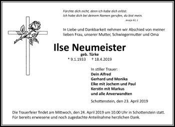 Traueranzeige von Ilse Neumeister von Neue Presse Coburg