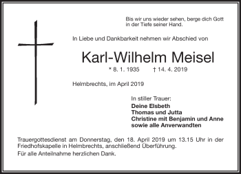 Traueranzeige von Karl-Wilhelm Meisel von Frankenpost