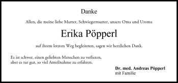 Traueranzeige von Erika Pöpperl von Neue Presse Coburg