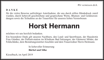 Traueranzeige von Horst Hermann von Südthüringer Presse