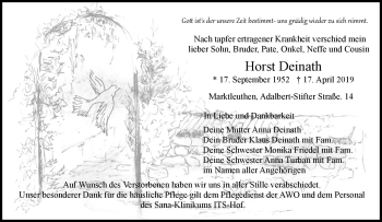 Traueranzeige von Horst Deinath von Frankenpost