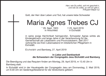 Traueranzeige von Maria Agnes Trebes von Neue Presse Coburg