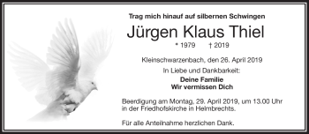 Traueranzeige von Jürgen Klaus Thiel von Frankenpost