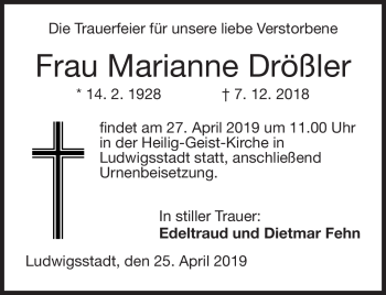 Traueranzeige von Marianne Drößler von Neue Presse Coburg