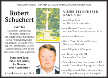 Traueranzeige von Robert Schuchert von Südthüringer Presse