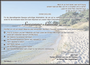 Traueranzeige von Susanne Simon von Südthüringer Presse