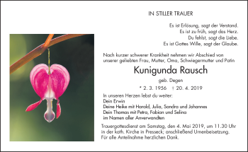 Traueranzeige von Kunigunda Rausch von Frankenpost