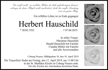 Traueranzeige von Herbert Hauschild von Neue Presse Coburg