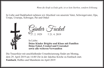 Traueranzeige von Günter Funkel von Südthüringer Presse