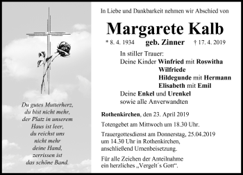 Traueranzeige von Margarete Kalb von Neue Presse Coburg