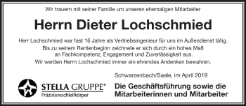 Traueranzeige von Dieter Lochschmied von Frankenpost