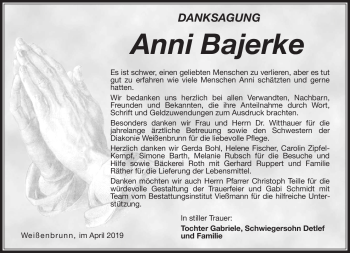Traueranzeige von Anni Bajerke von Neue Presse Coburg