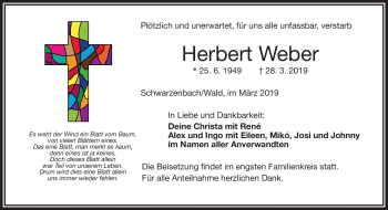 Traueranzeige von Herbert Weber von Frankenpost