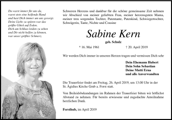 Traueranzeige von Sabine Kern von Neue Presse Coburg