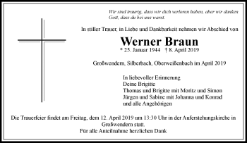 Traueranzeige von Werner Braun von Frankenpost