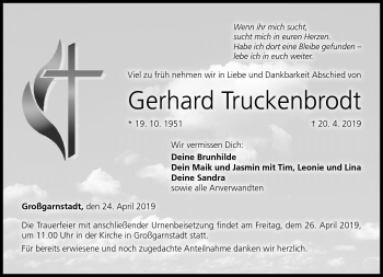 Traueranzeige von Gerhard Truckenbrodt von Neue Presse Coburg