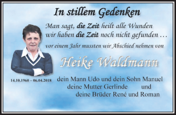 Traueranzeige von Heike Waldmann von Südthüringer Presse