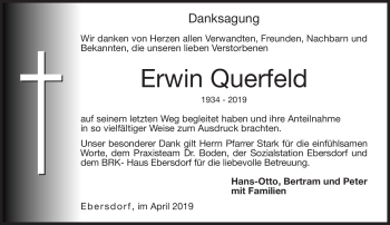 Traueranzeige von Erwin Querfeld von Neue Presse Coburg