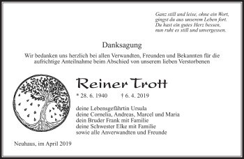 Traueranzeige von Reiner Trott von Südthüringer Presse
