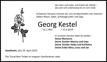 Traueranzeige von Georg Kestel von Neue Presse Coburg