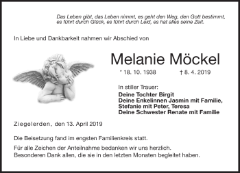 Traueranzeige von Melanie Möckel von Neue Presse Coburg